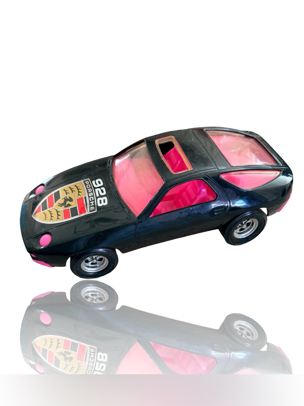 Vintage Strombecker Porsche 928 Toy Car Black Pink Tinted Windows Interior